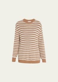 Brunello Cucinelli Cotton Striped Pullover With Micro Paillette Detail at Bergdorf Goodman