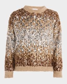 Brunello Cucinelli Degrade Pailette Mohair Crewneck Sweater at Neiman Marcus