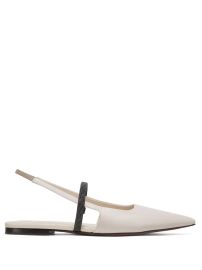 Brunello Cucinelli Leather Slingback Flats at Farfetch