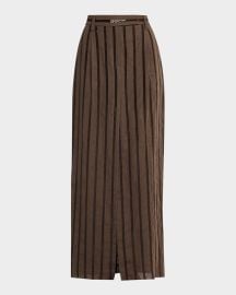 Brunello Cucinelli Long Sequined Stripe Cotton Gauze Skirt at Neiman Marcus