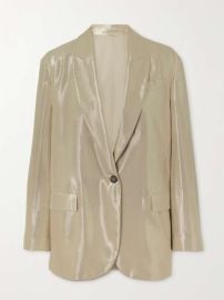 Brunello Cucinelli Metallic Twill Blazer in Gold at Net a Porter