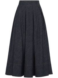 Brunello Cucinelli Pleated Denim Midi Skirt Blue at Farfetch