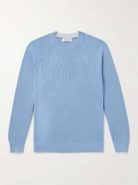 Brunello Cucinelli Ribbed Cotton Sweater in Light Blue at Mr Porter