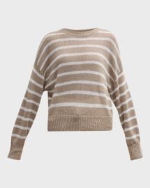Brunello Cucinelli Silk Blend Striped Knit Crewneck With Paillette Detail at Neiman Marcus