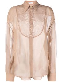 Brunello Cucinelli sheer-design Silk Shirt - at Farfetch