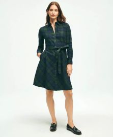 Brushed Cotton Flannel A-Line Shirt Dress at Brooks Brothers