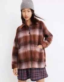 Brushed Plaid Knit Shirt Jacket at Madewell