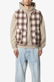 Brushed Plaid Vest - BrownWhite mnml shop now at MNML