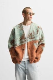 Brushed Texture Jacquard Cardigan at Zara