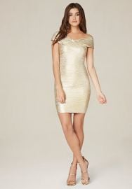 Brushed foil bandage dress at Bebe