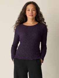 Bubble Jacquard Round Neck Top EILEEN FISHER at Eileen Fisher