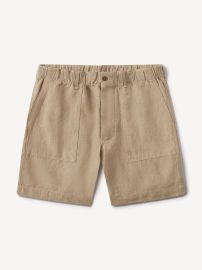 Buck Mason Loomed Linen Fatigue Short in Khaki at Buck Mason