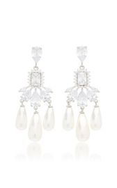 Buckingham Silver-Plated Brass Pearl And Crystal Earrings By Fallon at Moda Operandi