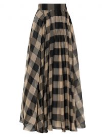 Buffalo Check Pleated Silk Voile Midi Skirt at Saks Fifth Avenue