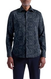 Bugatchi Axel Trim Fit Paisley Stretch Cotton Button-Up Shirt at Nordstrom