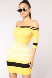 Bumble Bee Striped Dress - Yellow   Dresses at Fashion Nova