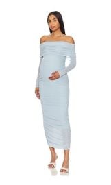 Bumpsuit Off The Shoulder Mesh Dress In Powder Blue at Revolve