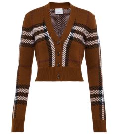 Burberry - Checked jacquard wool cardigan at Mytheresa