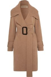 Burberry   Leather-trimmed belted wool-blend cardigan at Net A Porter