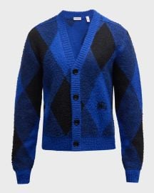 Burberry Argyle Wool Cardigan Sweater at Neiman Marcus