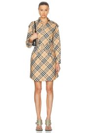 Burberry Belted Shirt Dress in Sand IP Check FWRD at FWRD