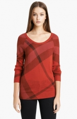 Burberry Brit Check Pattern Merino andamp Cashmere Sweater at Nordstrom