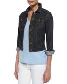 Burberry Brit Denim Cropped Trucker Jacket and Basic V-Neck Tee at Neiman Marcus