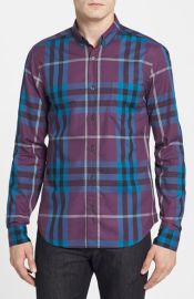 Burberry Brit Trim Fit Check Sport Shirt at Nordstrom