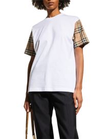 Burberry Carrick Check Sleeve T Shirt at Neiman Marcus