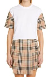 Burberry Carrick Check Sleeve T Shirt at Nordstrom