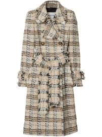 Burberry Check Boucl Coat Neutrals at Farfetch