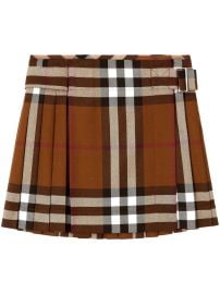 Burberry Checked Pleated Wool Mini Skirt - at Farfetch