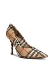 Burberry Checked textured leather pumps at FWRD