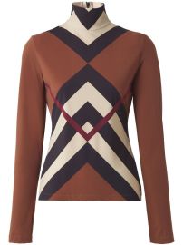 Burberry Chevron Check Jersey roll-neck Top - at Farfetch