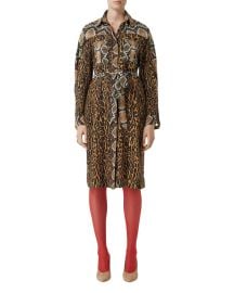 Burberry Costanza Leopard  Python Print Shirtdress at Neiman Marcus