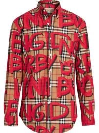 Burberry Graffiti Print Check Shirt - Farfetch at Farfetch