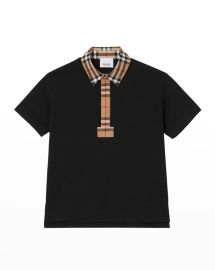 Burberry Johane Vintage Check Trim Polo Shirt at Neiman Marcus