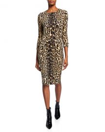 Burberry Leopard Print Stretch Jersey Mini Dress at Neiman Marcus