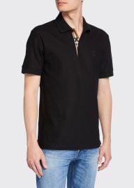 Burberry Mens Eddie Pique Polo Shirt Black - at Bergdorf Goodman