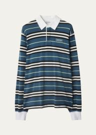 Burberry Mens Multi-Stripe Heavy Jersey Rugby Shirt - at Bergdorf Goodman