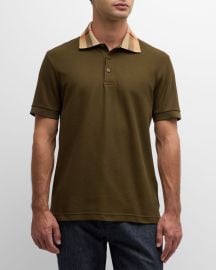 Burberry Menx27s Cody Check-Collar Polo Shirt at Neiman Marcus