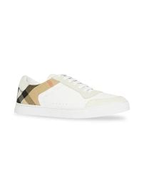 Burberry Reeth Low Top Check Detail Leather Sneakers at Saks Fifth Avenue
