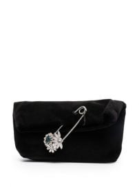 Burberry Safety pin-embellished  Velvet Clutch - at Farfetch