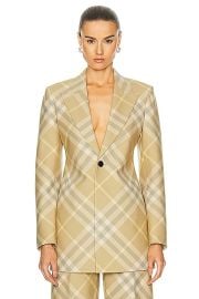 Burberry Tailored Coat in Flax Check FWRD at FWRD