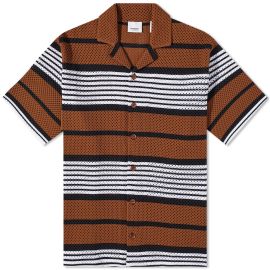 Burberry Triple Stripe Woven Vacation Shirt Dark Birch Brown END at END.