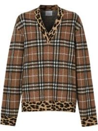 Burberry Vintage Check leopard-trimmed sweater Vintage Check leopard-trimmed sweater at Farfetch