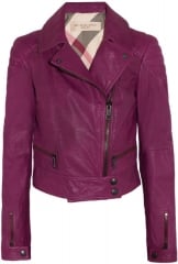 Burberry leather biker jacket in grape purple at Net A Porter