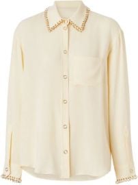 Burberry ring-pierced Silk Oversized Shirt - Farfetch at Farfetch