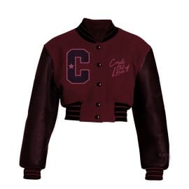 Burgundy Cropped Letterman Jacket CreateOutOfLove at Shop Cool Creative