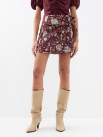 Burgundy Dimi floral-print silk crepe de chine mini skirt Ulla Johnson FASHION US at Matches